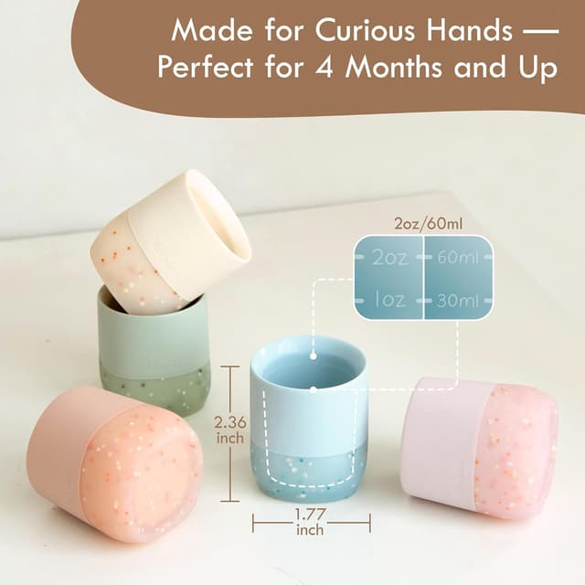 Thumbnail 6 de Moonkie Trinklernbecher 2er-Set Schnabeltasse aus Silikon (ab 4 Monaten) – BPA-frei, mit Füllmengen-Markierungen
