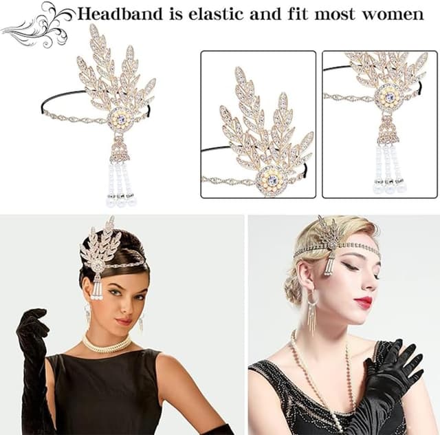 Detalle 2 de Pecehom 1920s Flapper Accessories Set for Women 🎭
