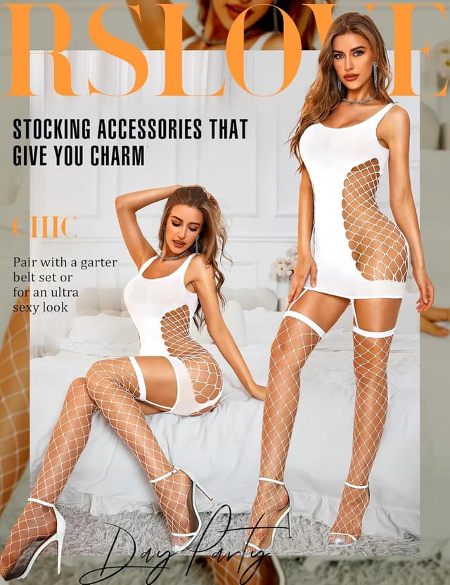 Detalle 2 de RSLOVE Bodystocking Negligée Sexy Netz
