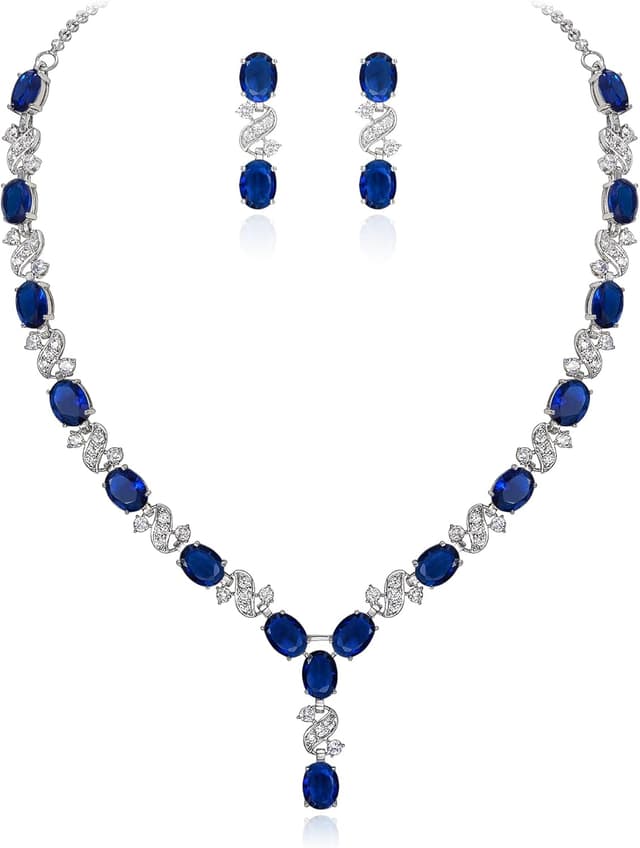 Detalle de Parure mariage Clearine « Délicat Femme » collier + boucles d’oreilles en Zircon/Zirconium