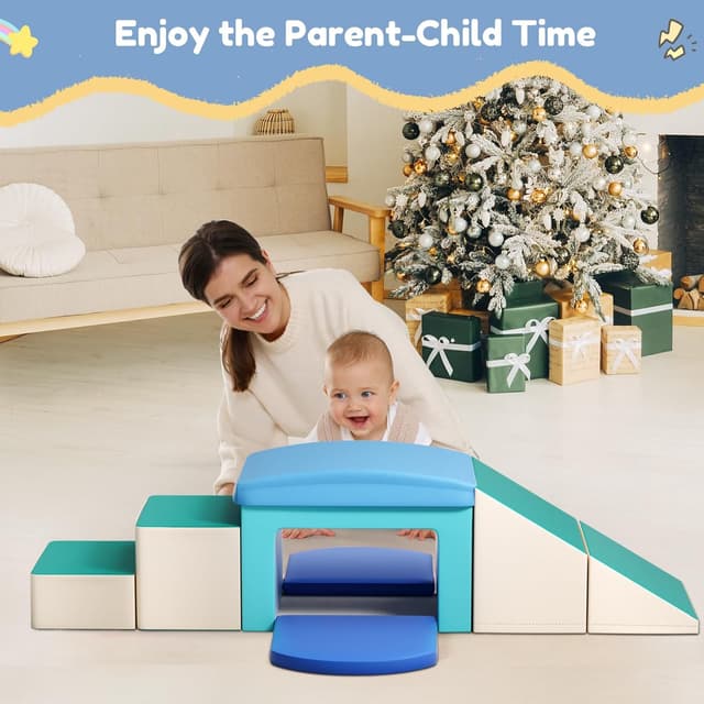 Detalle 2 de CUPCHID Blocchi da costruzione in schiuma 6 in 1 per bambini (Azzurro)