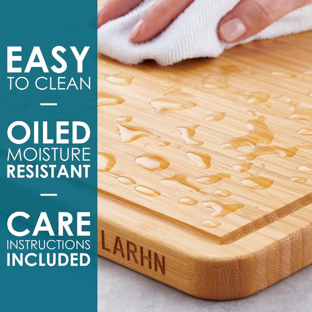 Thumbnail 4 de LARHN Premium Organic 2-in-1 Bamboo Cutting Board 44x30x2cm 🍽
