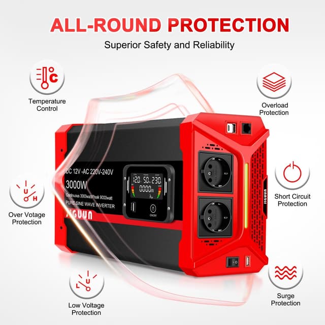 Thumbnail 5 de JIGUUN 3000W Convertisseur Pur Sinus 9000W