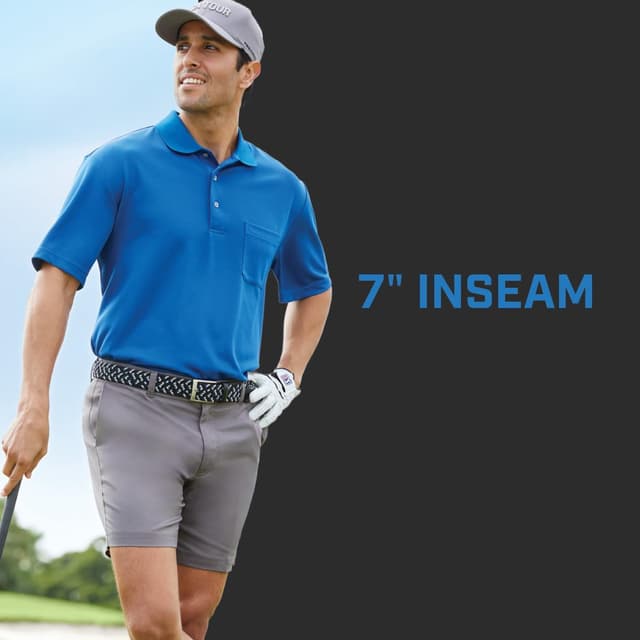 Detalle de PGA Tour Men’s 7” Flat Front Performance Stretch Golf Shorts with Active Waistband