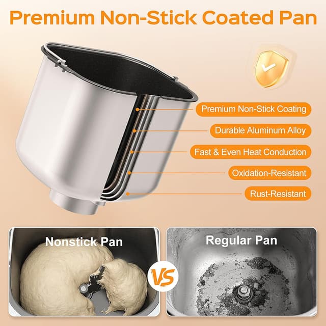 Detalle de LCKSMAL 2.5LB Bread Maker with Built-in Electronic Scale, 25 Programs, Adjustable Baking & Fermentation (White)