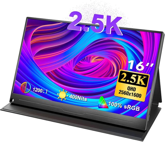 Detalle de UPERFECT 16 pollici 2.5K QLED monitor portatile 2560x1600 con USB C e HDMI, compatibile VESA