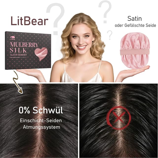 Thumbnail 4 de LitBear 22 Momme Seidenhaube Schlafmütze