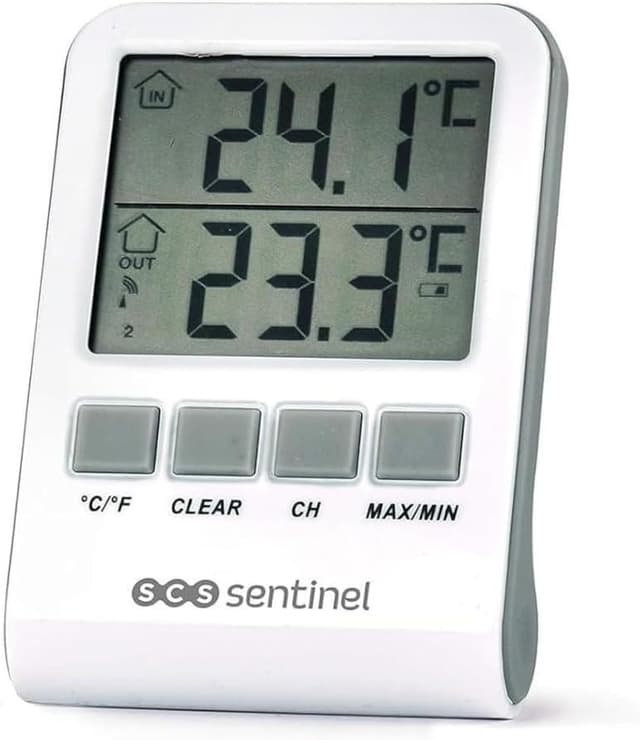 Detalle 2 de SCS Sentinel DigiThermo HCN0062 : thermomètre digital intérieur/extérieur avec portée 60 m et double affichage