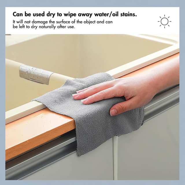 Detalle 2 de ZONJIE Disposable Dish Cloths 2 Rolls Microfibre Multipack (Grey) – wet & dry kitchen cleaning rags