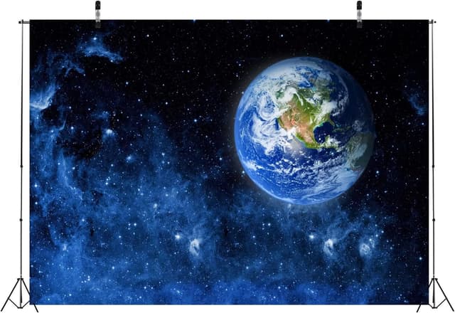 Detalle 2 de CORFOTO Fabric 10x8ft space-themed backdrop for photo booths, events and room decoration