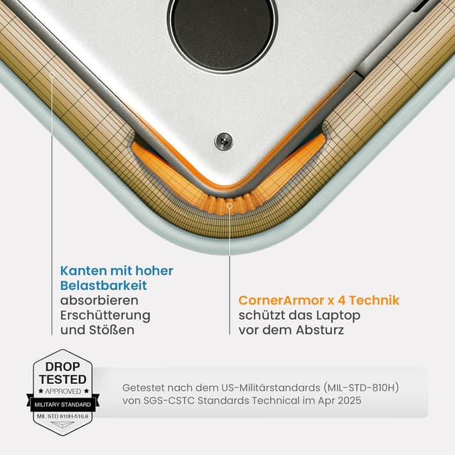 Detalle 1 de tomtoc gesteppte Laptop-Tasche Terra A27 für 14-Zoll (CornerArmor X 4) – Puffy Sleeve für MacBook Pro & Surface