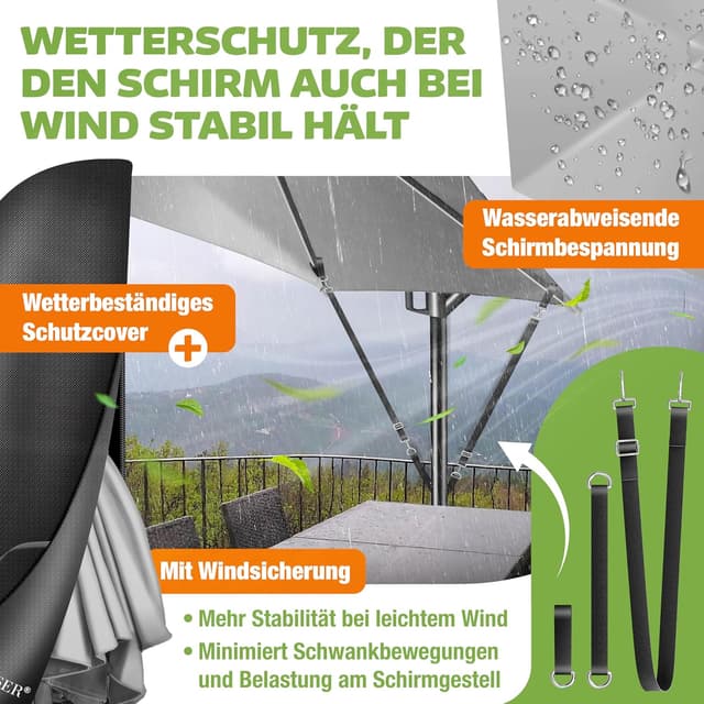 Thumbnail 6 de KESSER® Alu Ampelschirm LED Solar mit 24 LEDs, Solar, Kurbel und 360° Drehfunktion inkl. Abdeckung & Fernbedienung