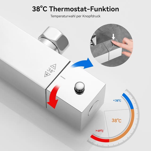 Detalle 2 de Auralum Thermostat Regendusche Komplettset 30 cm Dusche