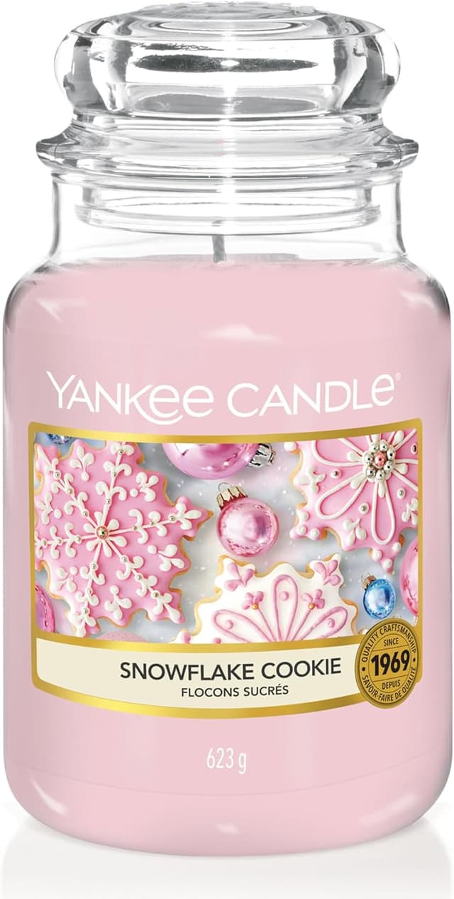 Imagen de Yankee Candle Snowflake Cookie Vela Rosa, Frasco Grande 🕯 en OfertitasTOP