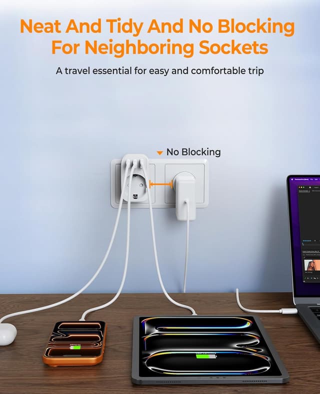 Thumbnail 6 de THUNIX Deutschland nach Japan Adapter (Reiseadapter) mit 2x Typ-C und 1x USB-A – ohne Spannungswandler