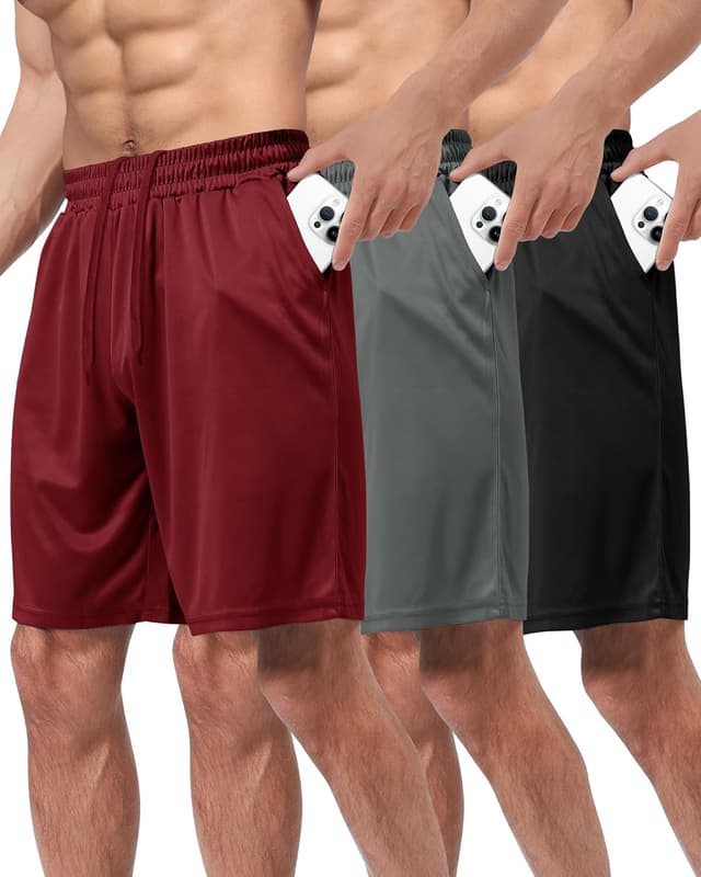 Thumbnail 6 de 3 Pack Gym Basketball Mens Shorts 3XL athletic shorts