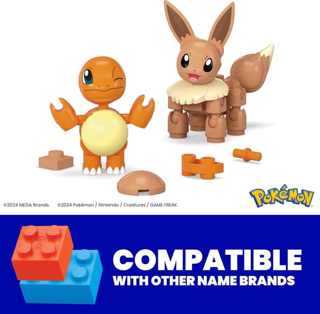 Detalle 2 de MEGA Pokémon JCR81: Conjunto de construcción con Charmander y Eevee 🐾