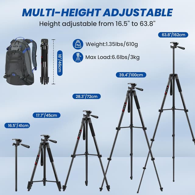 Detalle 2 de Victiv 64" Tripod for iPhone — lightweight phone tripod