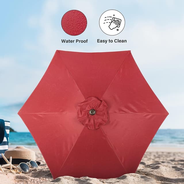 Detalle 2 de Simple Deluxe 2.28M Patio Table Market Umbrella with Push Button Tilt (Red)