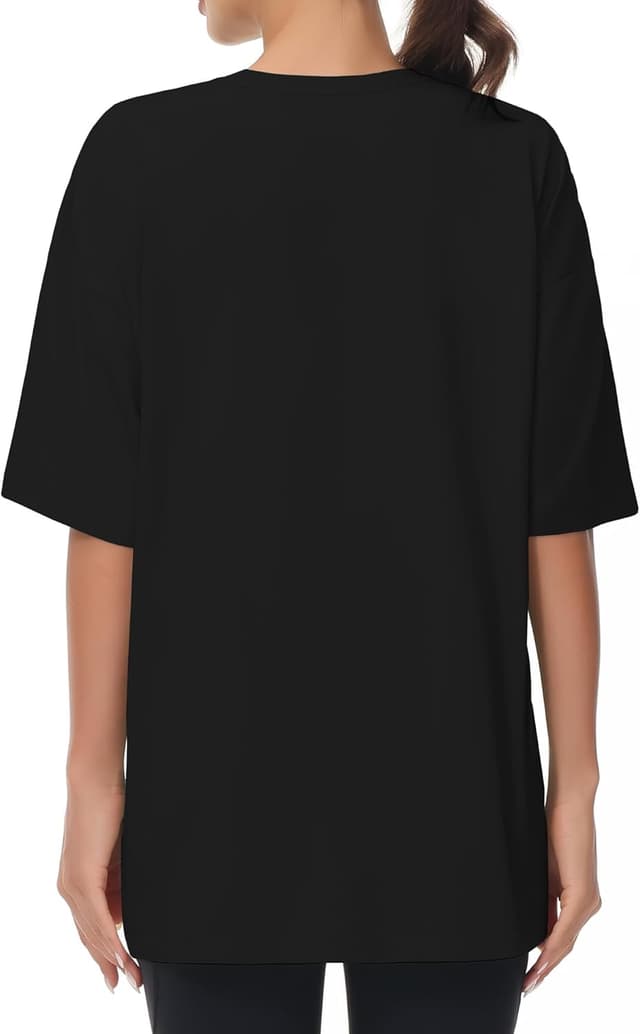 Detalle de THE GYM PEOPLE T-Shirt oversize donna in maglia sportiva traspirante con maniche corte