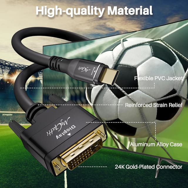 Detalle 2 de Mygatti USB-C auf DVI Kabel 5 m (4K@30 Hz, Plug-and-Play) für Monitor, Projektor & TV