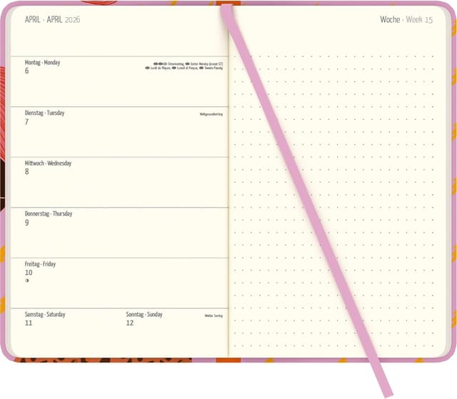 Detalle 2 de DUMONT Emmy Lupin Buchkalender 2026 – Taschenkalender groß (13x21 cm) mit Wochen-Notizen