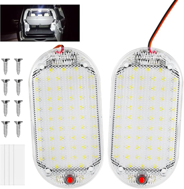 Detalle de URAQT Innenbeluchtung Auto – 2er-Set 12V LED-Leisten (48 LEDs je Leuchte), 800 lm, 6000K Weißlicht