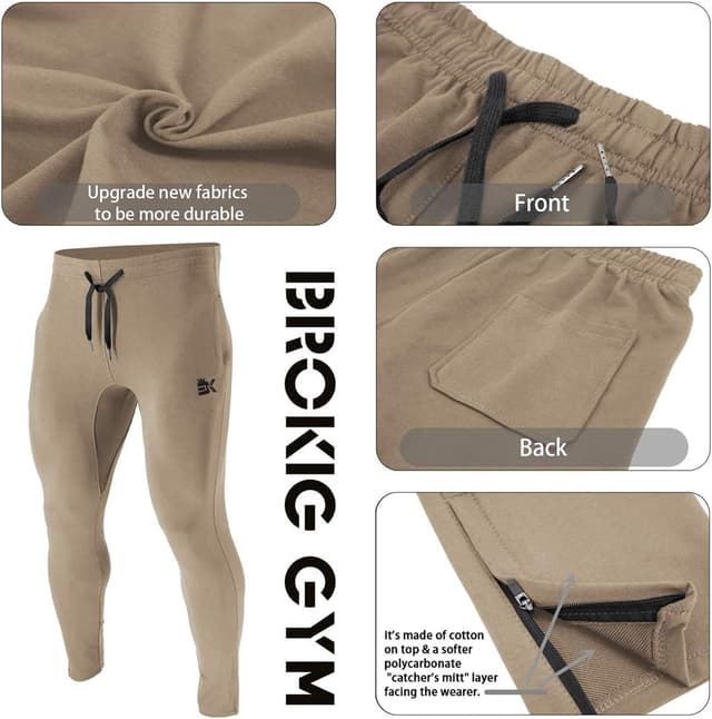 Thumbnail 4 de BROKIG Mens Zip Gym Joggers Slim Fit Trousers