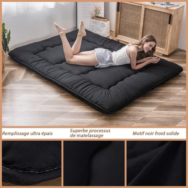 Detalle de MAXYOYO Japanese Floor Futon Mattress (Double) – thicken tatami style foldable roll-up mat pad
