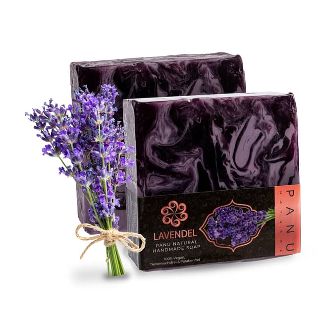 Detalle de Panu Seifen Lavendel – vegane Duschseife als fester Duschbrocken für alle Hauttypen