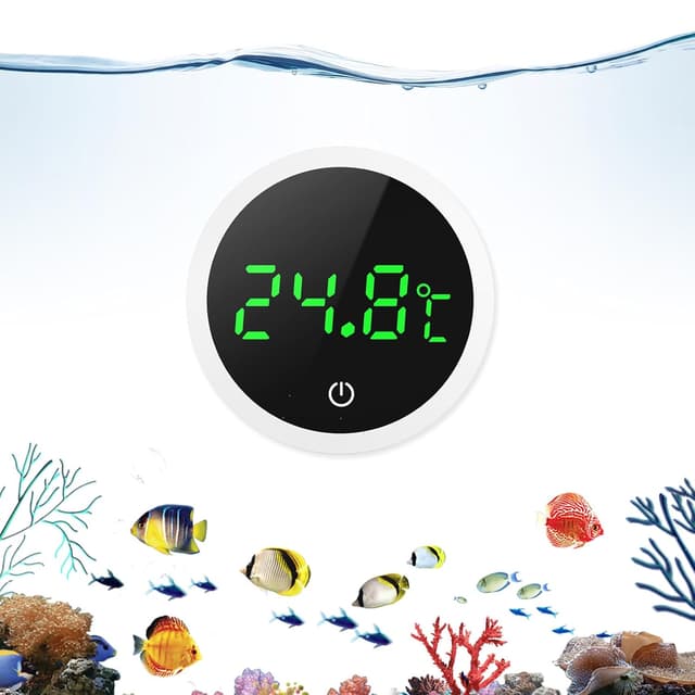 Detalle de OQIMAX Digital Aquarium Thermometer with LED Display (stick-on, touch buttons) – White
