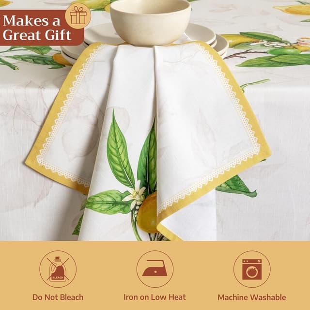 Detalle de Maison d'Hermine 100% Cotton Cloth Napkins Set of 4 (Limoncello) 20" x 20