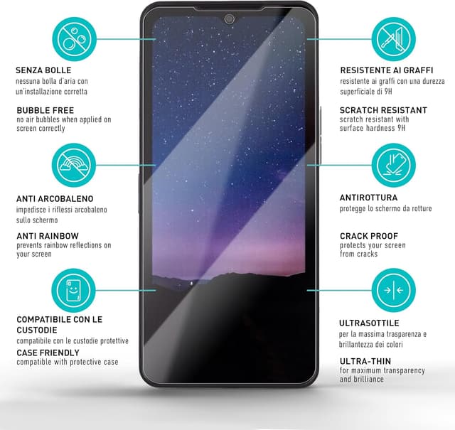 Detalle 2 de smartect Vetro Temperato per CAT S75 (3 pezzi) Clear, 9H, 0.3 mm: protezione anti-graffio senza bolle