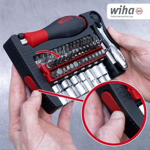 Detalle 2 de Wiha ProBuddy® Evo 40-tlg. Bit- & Steckschlüssel-Set 1/4" (46960) mit SoftFinish-Griff und Mini-Ratsche