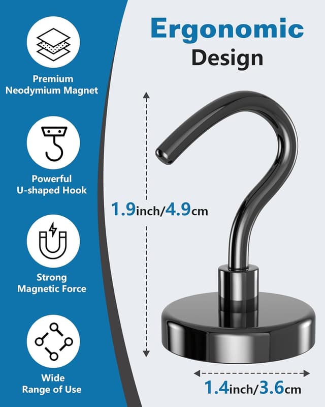 Detalle 2 de Lictin Magnethaken Schwarz 47 kg