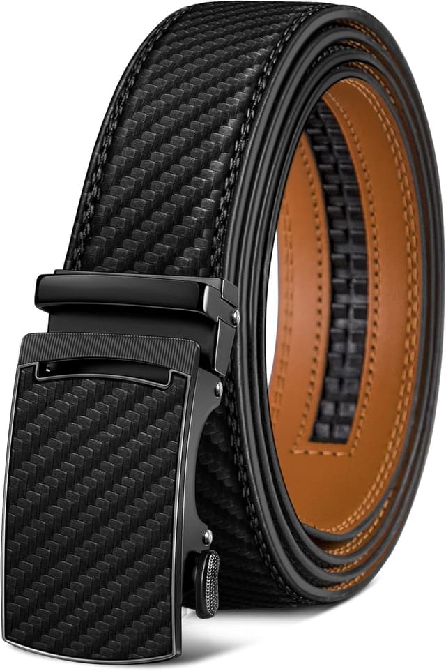 Detalle de KEMISANT Herren-Gürtel aus Leder mit Ratsche (Automatikschließe) – 35 mm breit