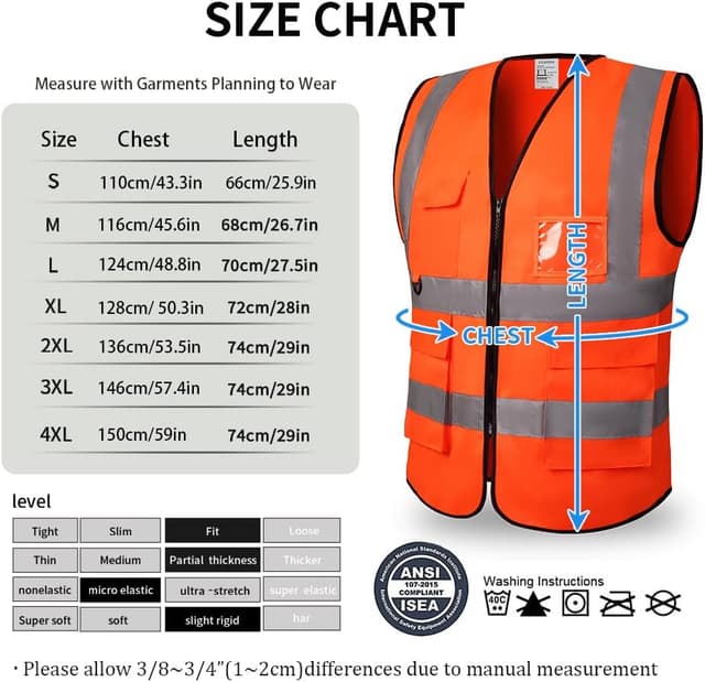 Detalle de Hi Vis Vests for Women & Men – Breathable Reflective Safety Vest with Pocket and Zipper (ANSI/ISEA Level 2)