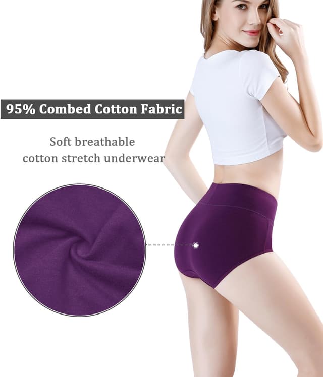 Detalle 2 de wirarpa Culotte Femme Coton taille haute – lot de 5