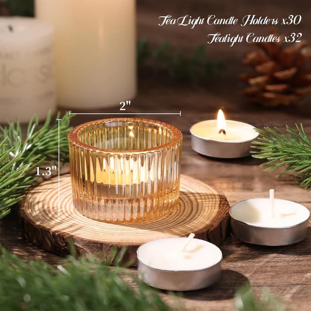 Thumbnail 2 de NITIME 30-Piece Ribbed Gold Candle Holders for Centerpiece 🕯