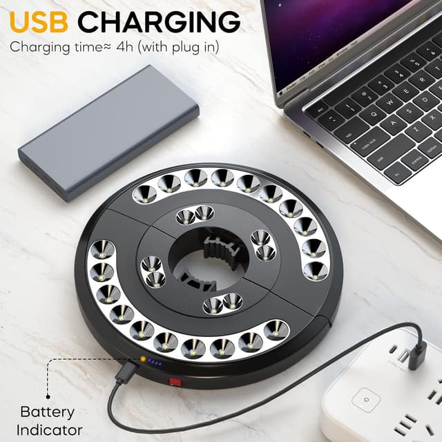 Detalle de Eletorot Garden Parasol Lights LED (USB rechargeable, cordless pole light) – White