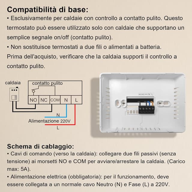 Thumbnail 5 de KETOTEK 503 Termostato caldaia Wi‑Fi programmabile 220V 5A