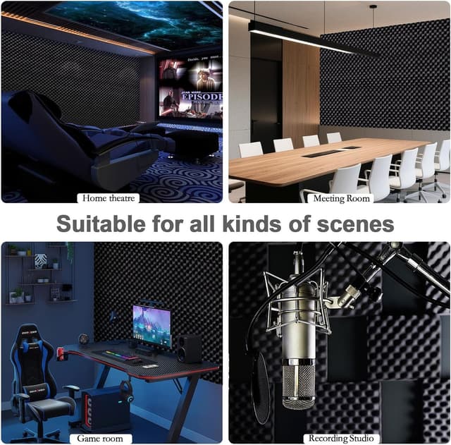 Thumbnail 6 de JBER 12er-Set selbstklebende Akustikpaneele aus Hochdichtem Akustikschaumstoff (30 × 30 × 3 cm) für Wand & Decke