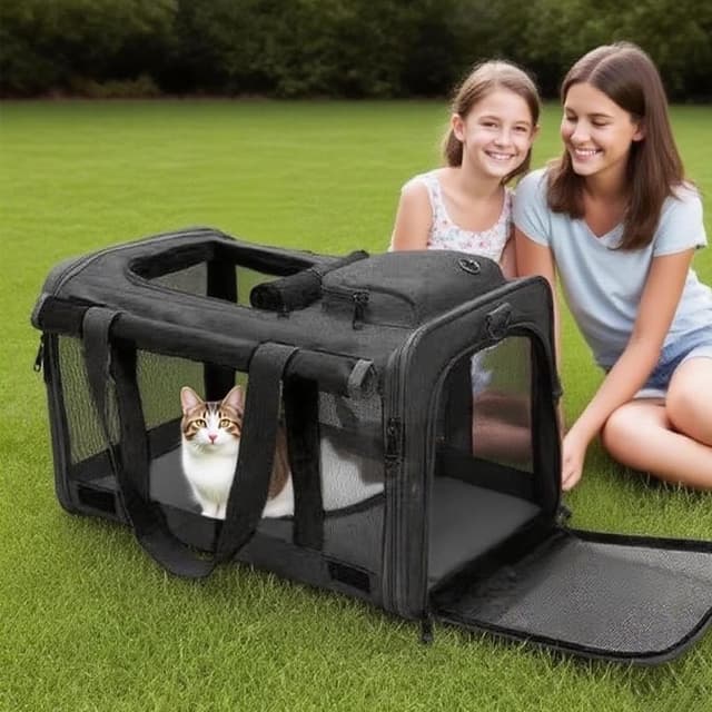 Detalle 2 de SHJOEE Soft Sided Cat/Dog/Pet Carrier Bag (46 x 30 x 30 cm) with Shoulder Strap & Removable Mat