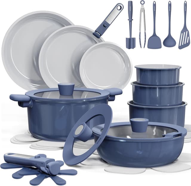 Detalle de CAROTE 27pc Ceramic Cookware Set, Nonstick
