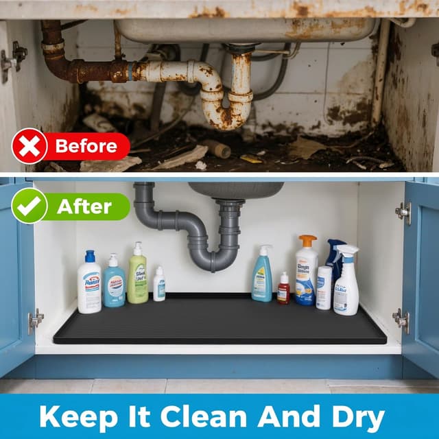 Detalle de URMONA 31 x 22 waterproof under sink mat