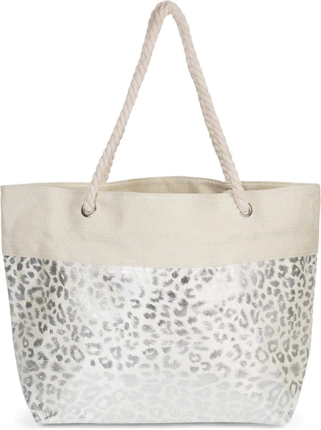 Detalle de styleBREAKER Sac de plage XXL pour femmes motif léopard métallique irisé