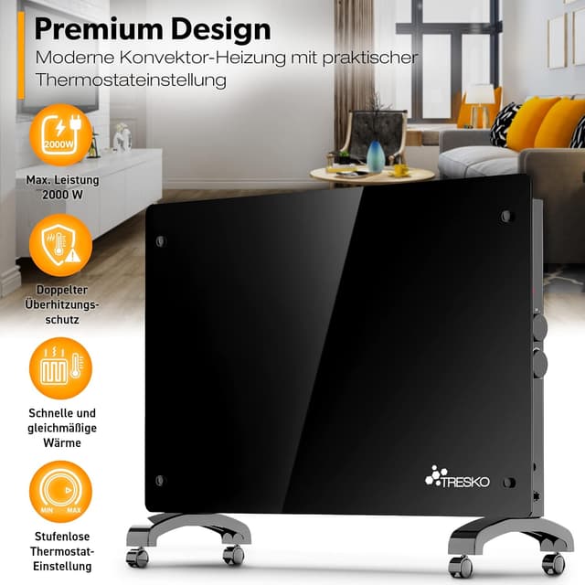 Thumbnail 1 de TRESKO Glaskonvektor Elektroheizung 2000W