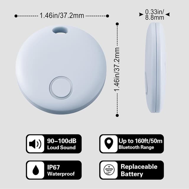 Detalle de Reyke Air Tracker 4-Pack Smart Tags for Apple Find My (iOS Only) with Replaceable Battery, IP67 Waterproof