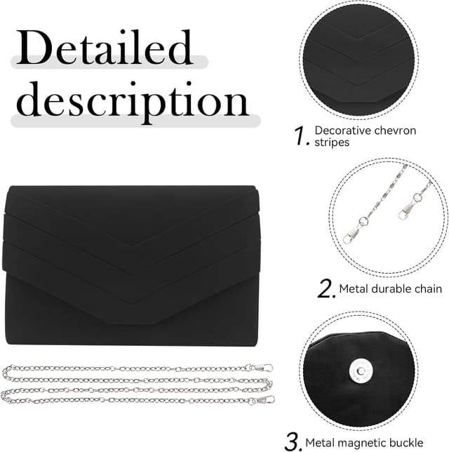 Detalle 2 de Best World 4 Yu Wocharm V-Shape Suede Clutch Bag for Women
