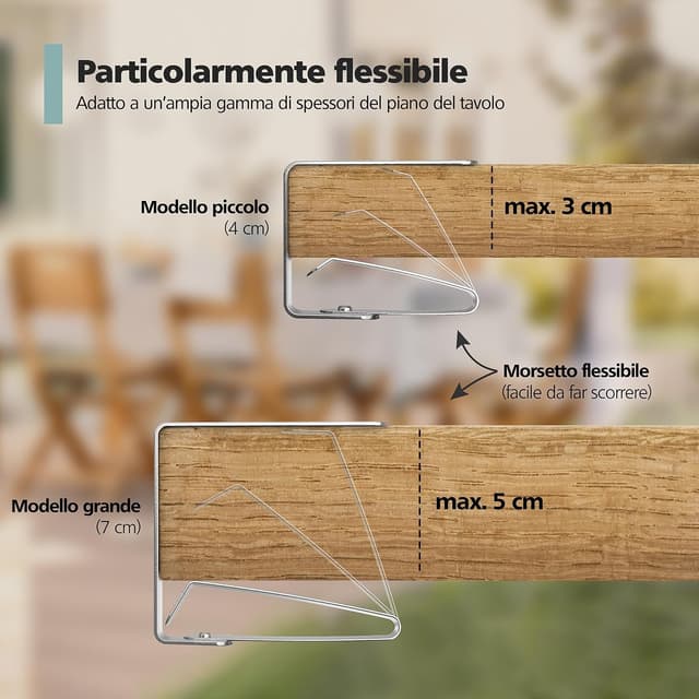 Detalle 2 de virea 8 fermacoperta in acciaio inox argento per tavoli (spessore fino a 3 cm)